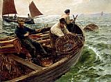 Charles Napier Hemy Canvas Paintings - Lands End Crabbers